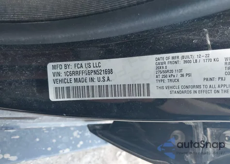 2023 Ram 1500 Big Horn 4X4 5'7 Box from USA, damaged, VIN 1C6RRFFG6PN521698